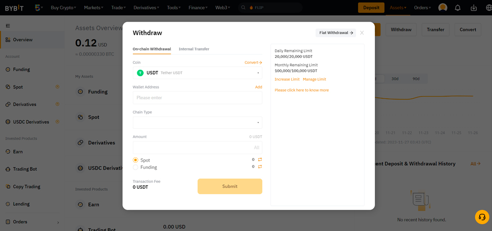 ByBit Withdrawal Interface
